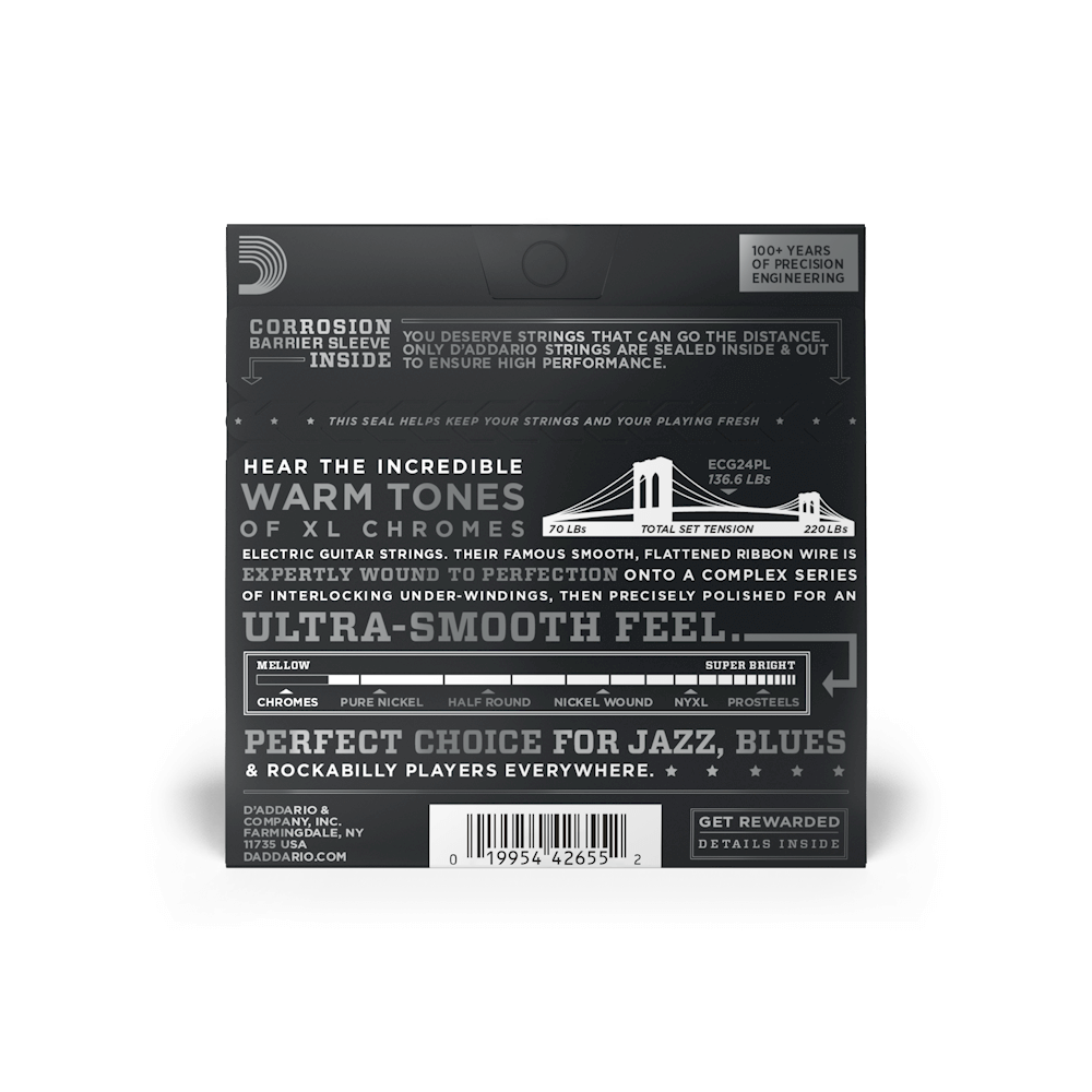 D'addario Jeu De 6 Cordes 11-50 Jazz Light, Plain Third, Xl Chromes Electric Guitar Strings - Electric guitar strings - Variation 6
