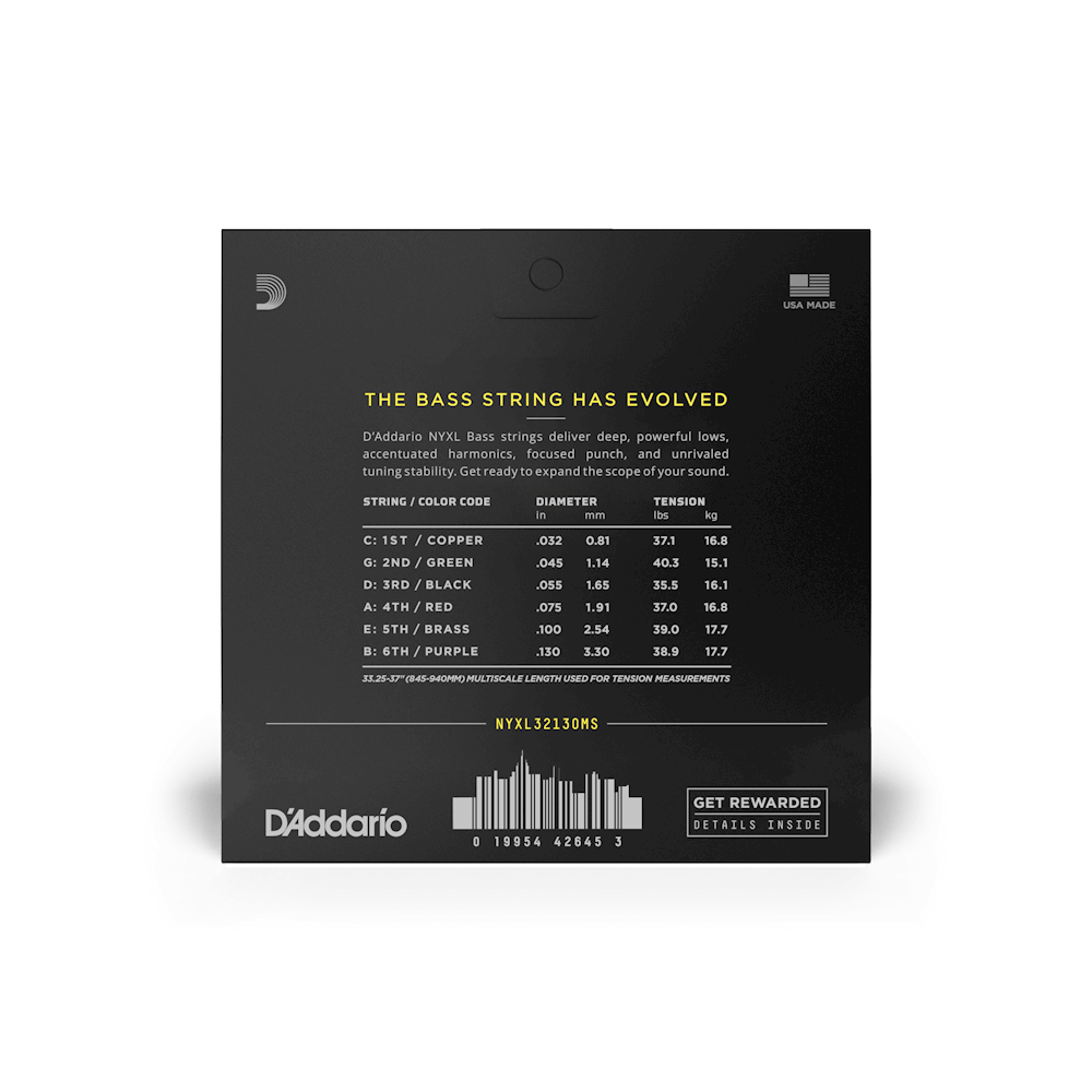 D'addario Jeu De 6 Cordes 32-130 Hybrid Light 6-string, Multiscale, Nyxl Bass Guitar Strings - Electric guitar strings - Variation 2