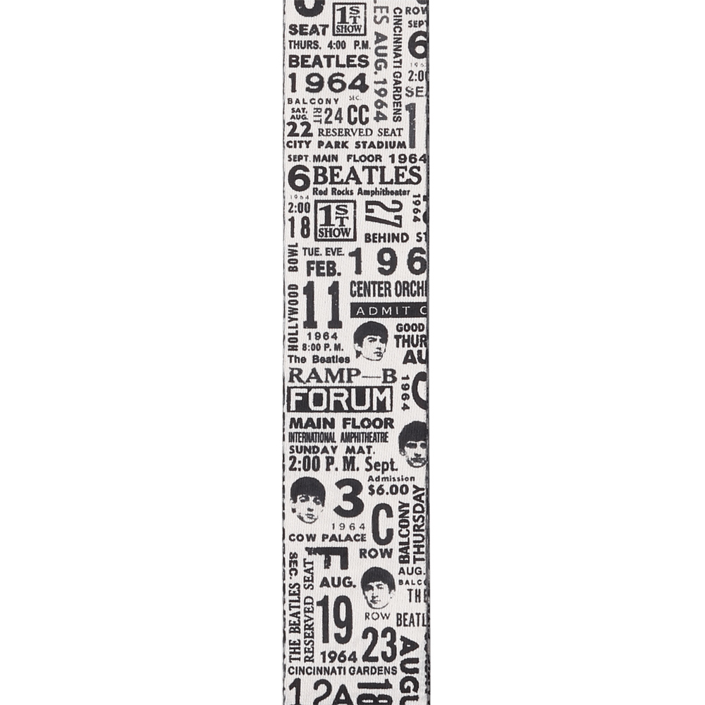 D'addario 50btl13 Beatles 1964 Us Tour Ticket Stubs Guitar Strap, Black And White - Guitar strap - Variation 1
