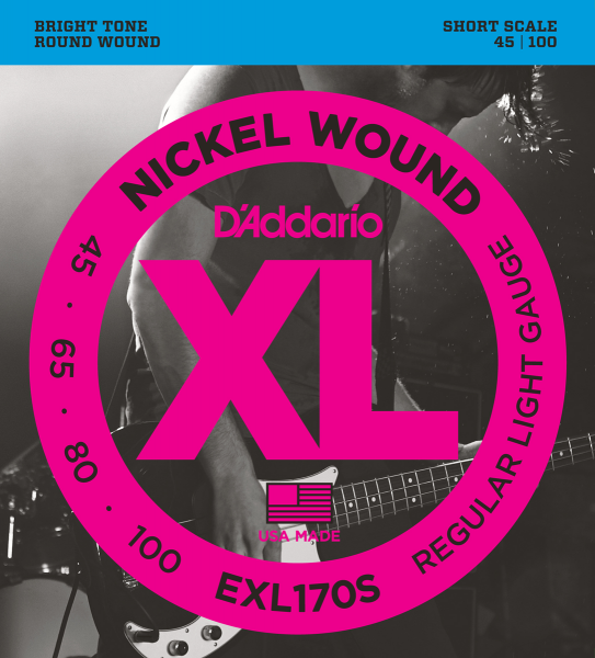 Electric bass strings D'addario EXL170S Short Scale 45-100 - Set of 4 strings