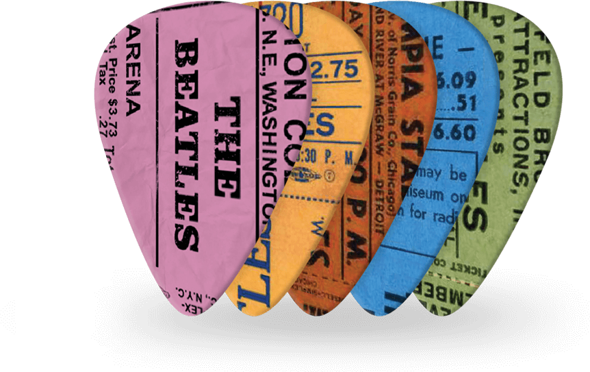 D'addario 1cwh4-10b11 Beatles 1964 Tour Ticket Stubs Guitar Picks, Medium Gauge (.70mm) 10-pack - Guitar pick - Main picture