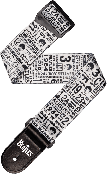 D'addario 50btl13 Beatles 1964 Us Tour Ticket Stubs Guitar Strap, Black And White - Guitar strap - Main picture