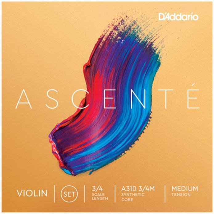 Violon string D'addario Ascenté Violin A310, 3/4 Scale, Medium Tension