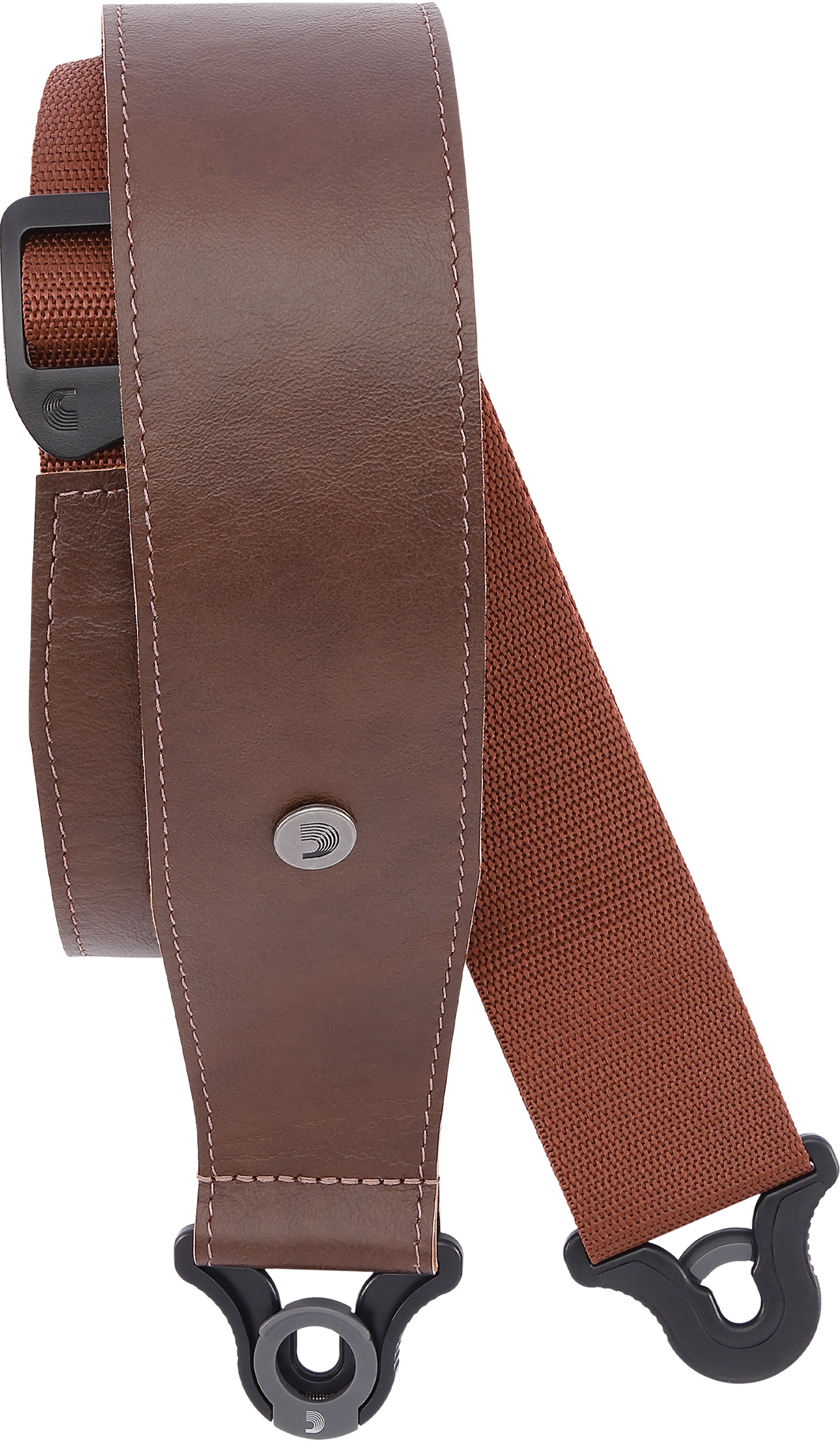 D'addario Auto Lock Cuir Guitar Strap Brown 6,3 Cm - Guitar strap - Main picture