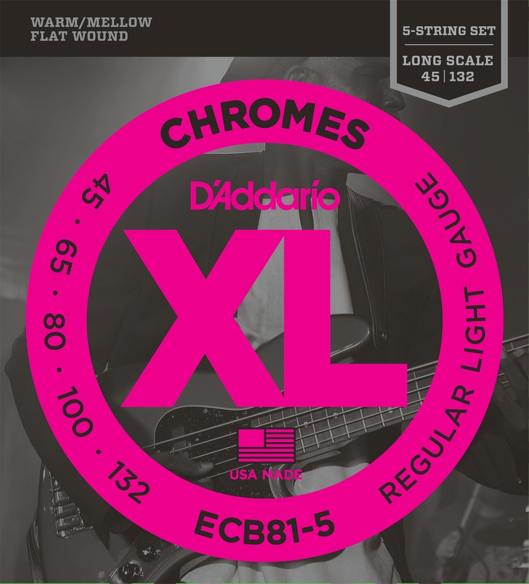 D'addario Jeu De 5 Cordes Basse Elec. 5c Chromes Long Scale 045.132 Ecb81.5 - Electric bass strings - Main picture