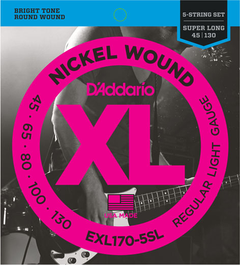 D'addario Jeu De 5 Cordes Basse Elec. 5c Nickelwound Superlong Scale 045.130 Exl1705sl - Electric bass strings - Main picture