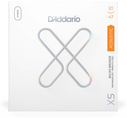 D'addario Cordes D'addario Xs 80/20 Bronze Avec RevÊtement Pour Guitare Acoustique, 10-47 Extra Light, Pack De 3 Jeux - Acoustic guitar strings - Main