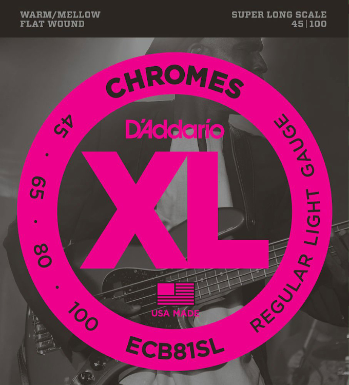 D'addario Ecb81sl Chromes Flat Wound Electric Bass Super Long Scale 4c 45-100 - Electric bass strings - Main picture