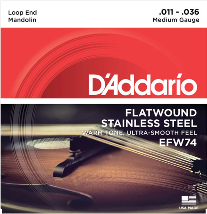 D'addario Efw74 Mandolin Strings Flatwound Stainless Steel Medium 11-36 - Mandoline strings - Main picture