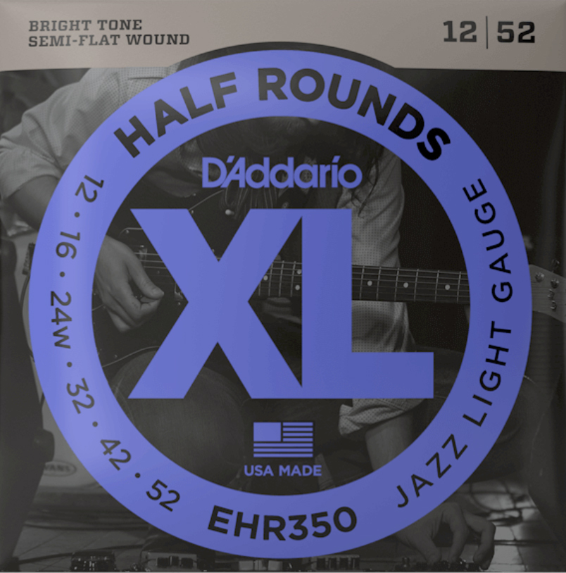 D'addario Ehr350 Half Round Jazz Light Electric Guitar 12-52 - Electric guitar strings - Main picture