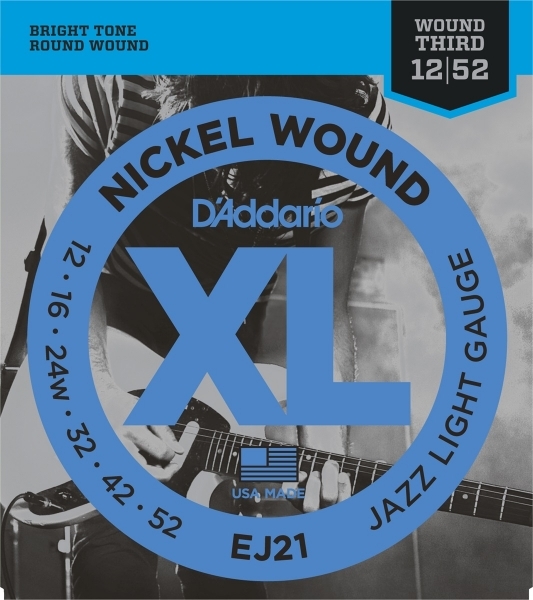 D'addario Jeu De 6 Cordes Ej21 Nickel Round Wound Jazz Light 12-52 - Electric guitar strings - Main picture