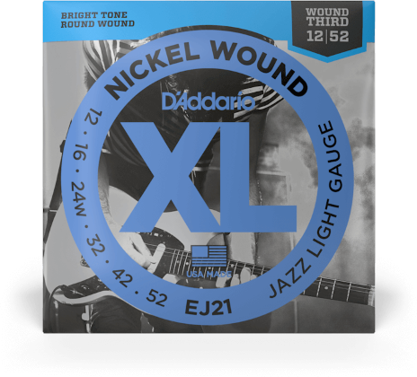 D'addario Jeu De 6 Cordes Ej21 Nickel Round Wound Jazz Light 12-52 - Electric guitar strings - Main picture