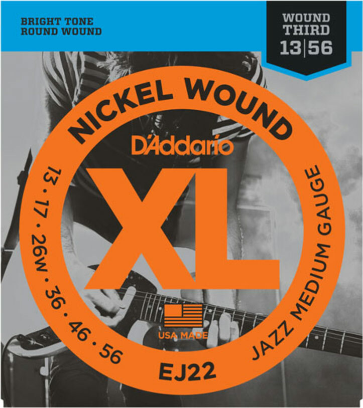 D'addario Jeu De 6 Cordes Ej22 Nickel Round Wound Jazz Medium 13-56 - Electric guitar strings - Main picture