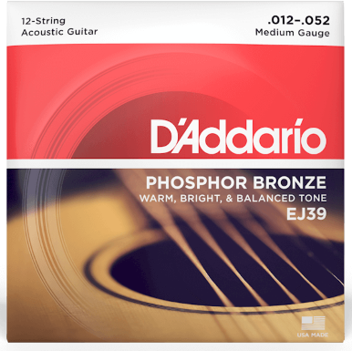 D'addario Jeu De 12 Cordes Ej39 Phosphor Bronze Acoustic Guitar Medium 13-56 - Acoustic guitar strings - Main picture