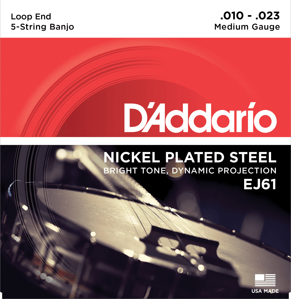 D'addario Ej61 5-string Bango Medium Nickel Plated Steel 010-023 - Banjo strings - Main picture