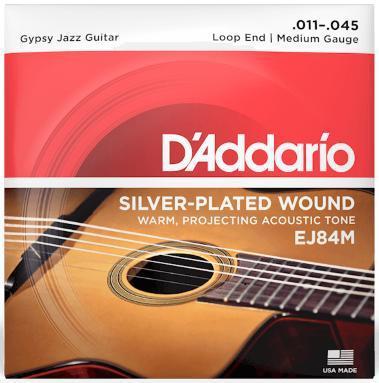 Acoustic guitar strings D'addario EJ84M Gypsy Jazz Guitar 6-String Set Loop End Medium 11-45 - Set of strings