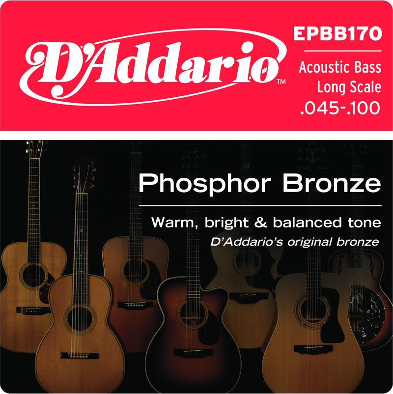 D'addario Jeu De 4 Cordes Epbb170 Phosphor Bronze Acoustic Bass Long Scale 45-100 - Acoustic bass strings - Main picture