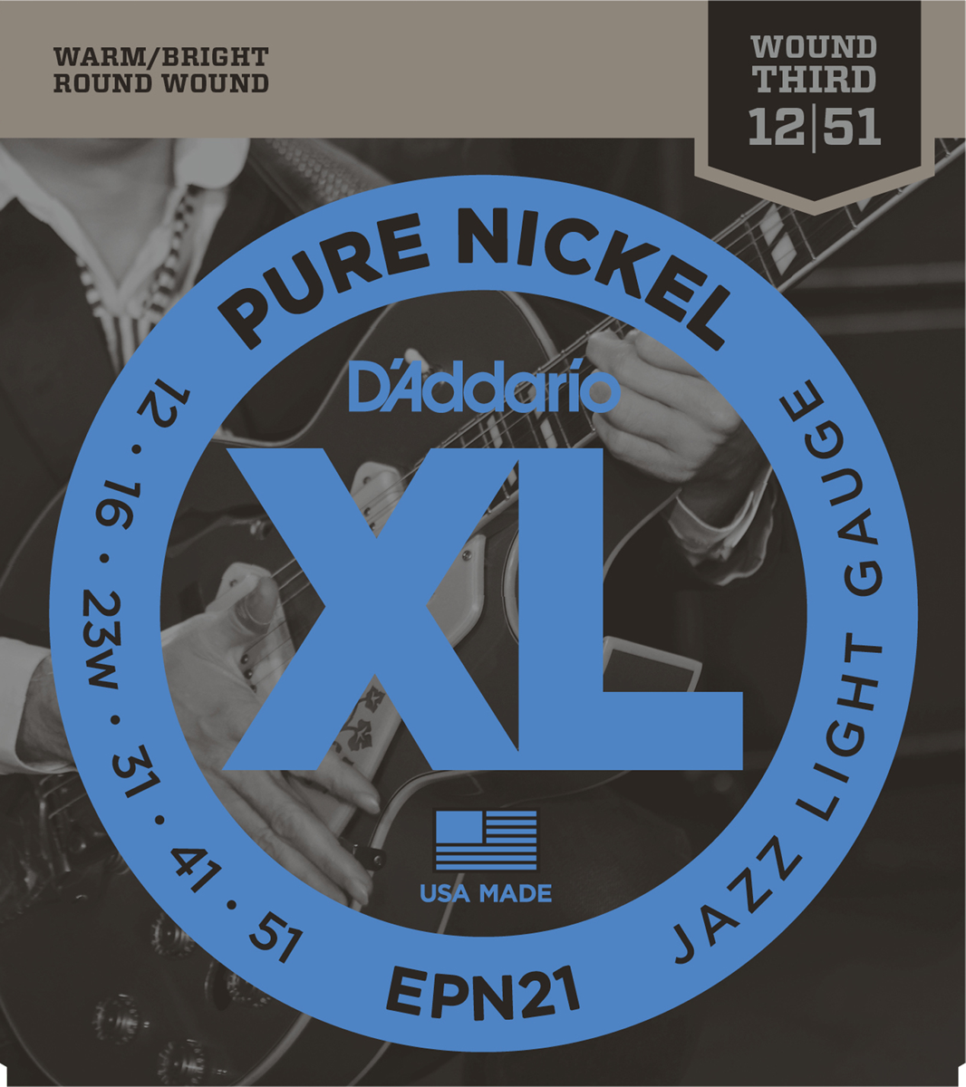 D'addario Jeu De 6 Cordes Epn21 Xl Pure Nickel - Jazz Light - 012-051 - Electric guitar strings - Main picture