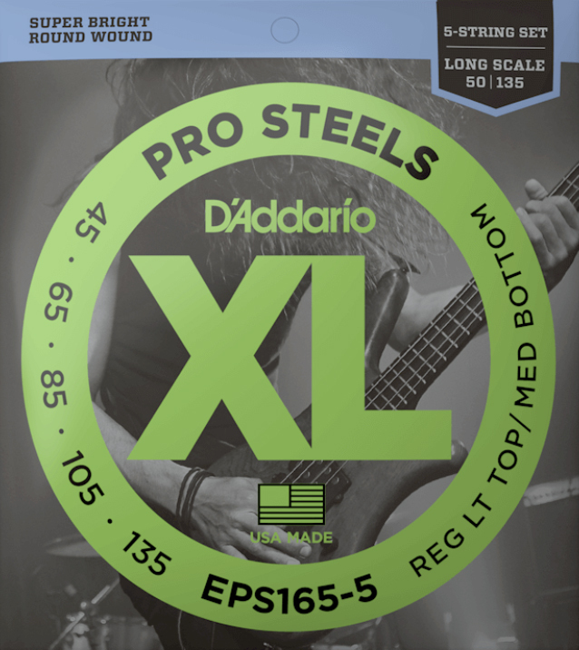 D'addario Eps165-5 Prosteels Round Wound Electric Bass Long Scale 5c 45-135 - Electric bass strings - Main picture