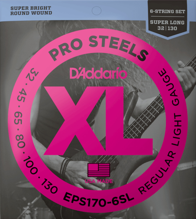 D'addario Eps170-6sl Prosteels Round Wound Electric Bass Super Long Scale 6c 30-130 - Electric bass strings - Main picture