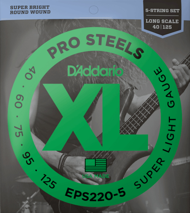 D'addario Eps220-5 Prosteels Round Wound Electric Bass Long Scale 5c 40-125 - Electric bass strings - Main picture