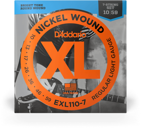 D'addario Jeu De 7 Cordes Exl110-7 Nickel Round Wound 7-string Regular Light 10-59 - Electric guitar strings - Main picture