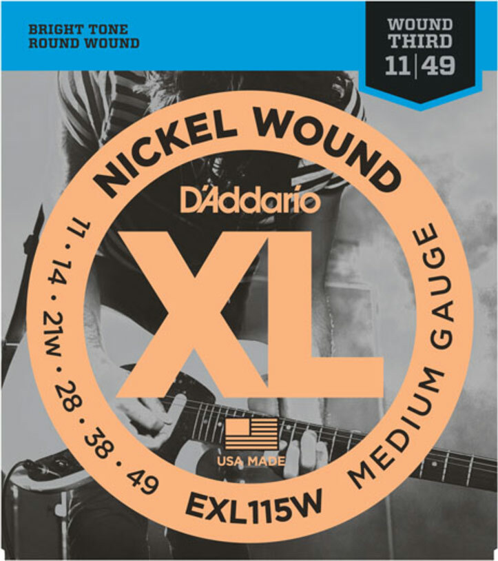 D'addario Jeu De 6 Cordes Exl115w Nickel Round Wound Medium 11-49 - Electric guitar strings - Main picture