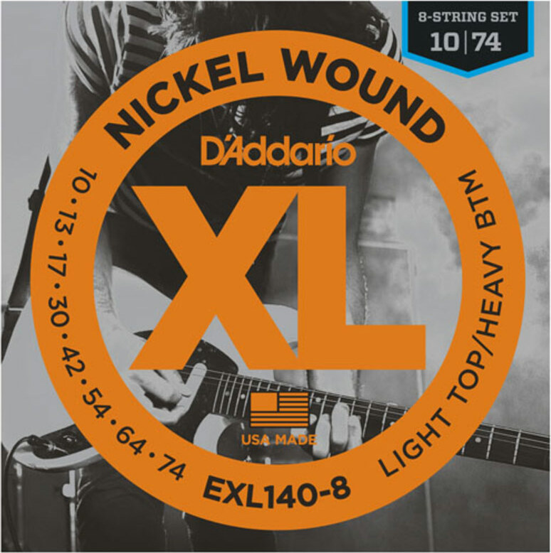 D'addario Jeu De 8 Cordes Exl140-8 Nickel Round Wound 8-string Lthb 10-74 - Electric guitar strings - Main picture