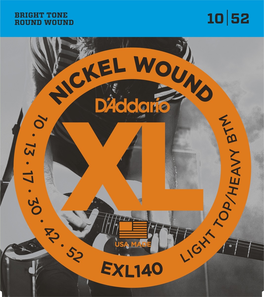 D'addario Jeu De 6 Cordes Exl140 Nickel Round Wound Light Top Heavy Bottom 10-52 - Electric guitar strings - Main picture