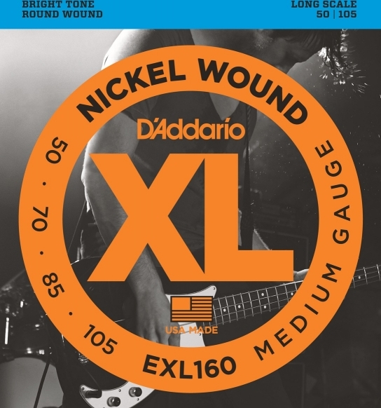 D'addario Jeu De 4 Cordes Exl160 Nickel Round Wound Bass Long Scale Medium 50-105 - Electric bass strings - Main picture