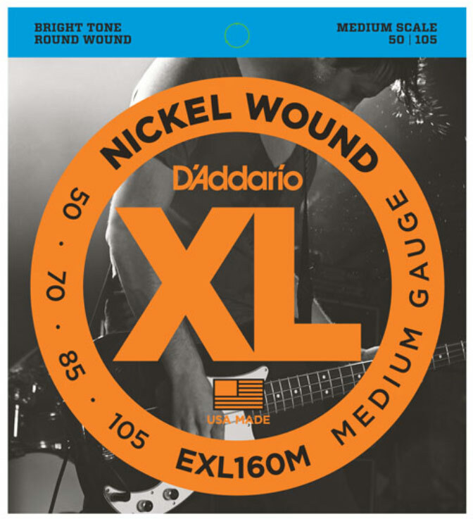 D'addario Exl160m Nickel Round Wound Bass Medium Scale Medium 4c 50-105 - Electric bass strings - Main picture
