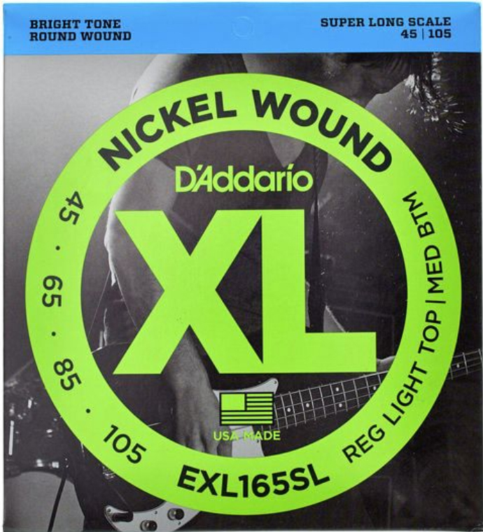 D'addario Exl165sl Nickel Round Wound Electric Bass Super Long Scale 4c 45-105 - Electric bass strings - Main picture