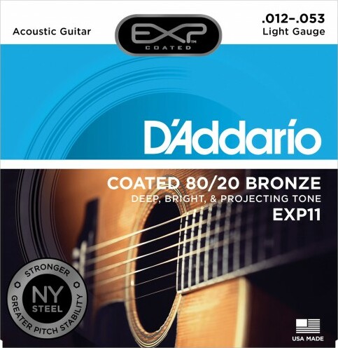 D'addario Exp11ny Coated 80/20 Bronze Extra Light 12-53 - Acoustic guitar strings - Main picture