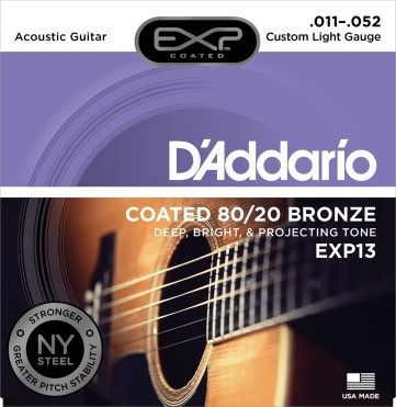 D'addario Jeu De 6 Cordes Exp13ny Coated 80/10 Bronze Custom Light 11-52 - Acoustic guitar strings - Main picture