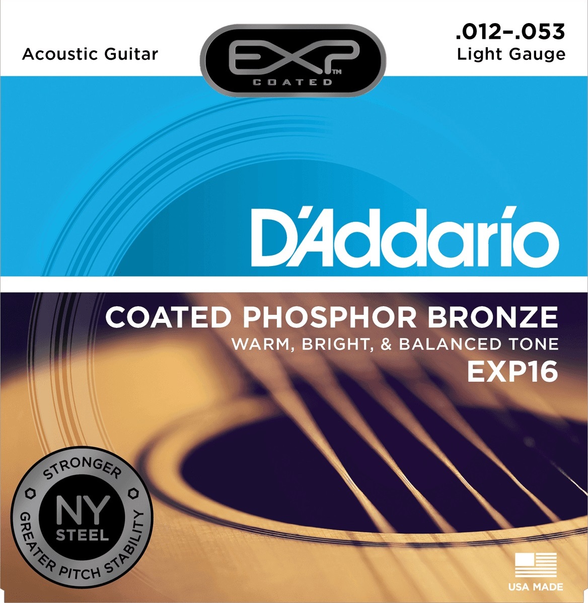 D'addario Exp16ny Coated Phosphor Bronze Light  12-53 - Acoustic guitar strings - Main picture