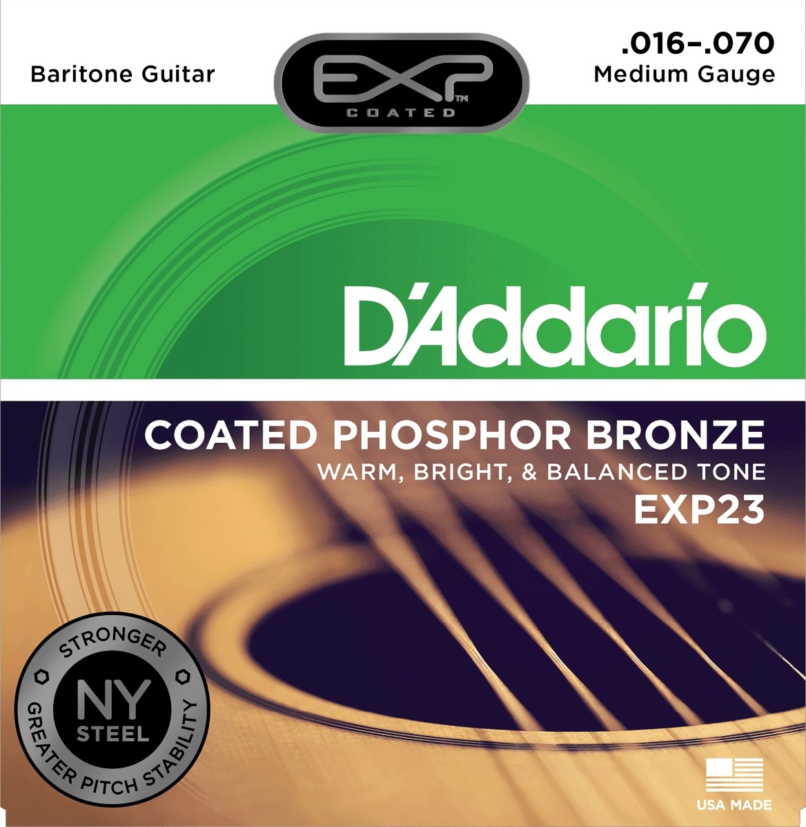 D'addario Exp23ny Cotaed Phosphore Bronze Baritone Medium 16-70 - Acoustic guitar strings - Main picture