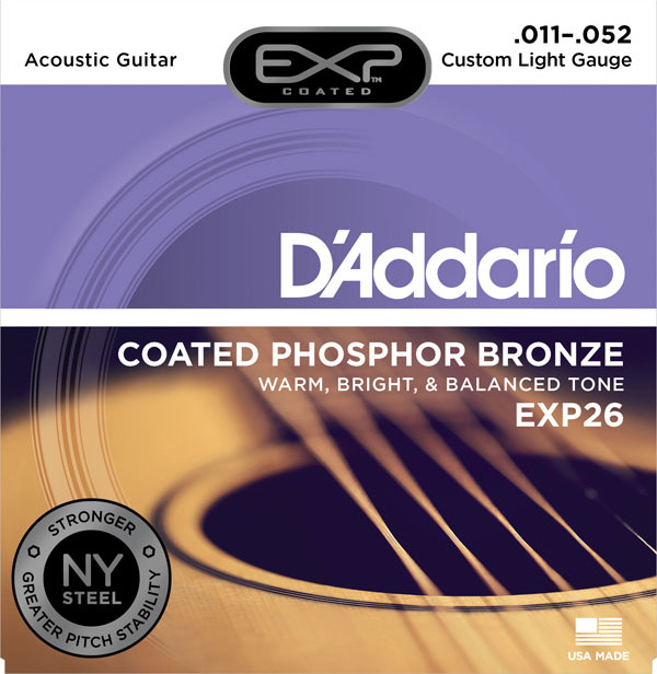 D'addario Exp26ny Coated Phosphor Bronze Custom Light 11-52 - Acoustic guitar strings - Main picture
