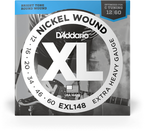 D'addario Jeu De 6 Cordes Guit. Elec. 6c Nickel Wound Drop C 012.060 Exl148 - Electric guitar strings - Main picture