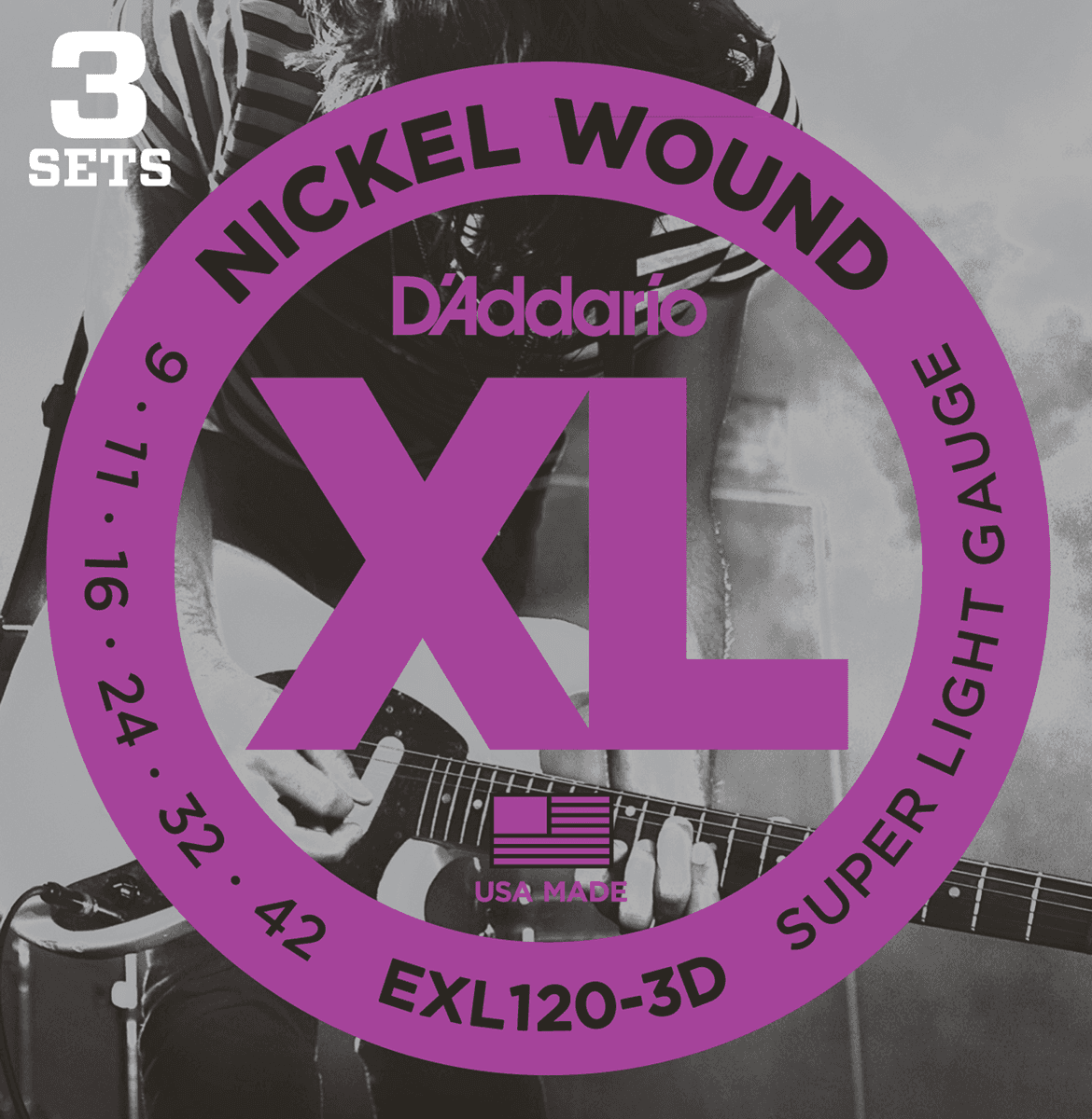 D'addario Guit. Elec. 6c Nickel Wound Exl1203d 9-42 - Electric guitar strings - Main picture