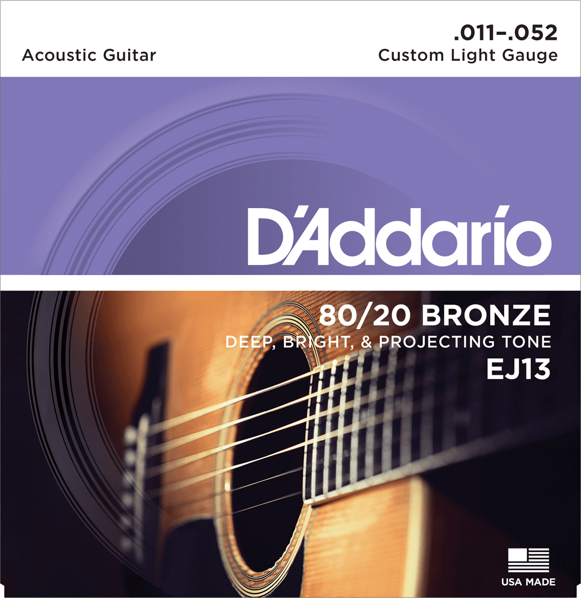 D'addario Guit. Folk 6c 80.20 Bronze 011.052 Ej13 - Acoustic guitar strings - Main picture