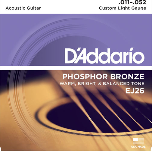 D'addario Jeu De 6 Cordes Guit. Folk 6c Phosphor Bronze 011.052 Ej26 - Acoustic guitar strings - Main picture