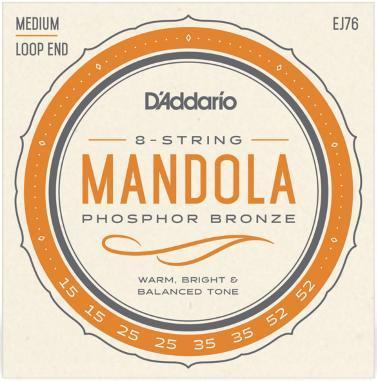 Mandoline strings D'addario EJ76 Phosphor Bronze Mandola 15-52