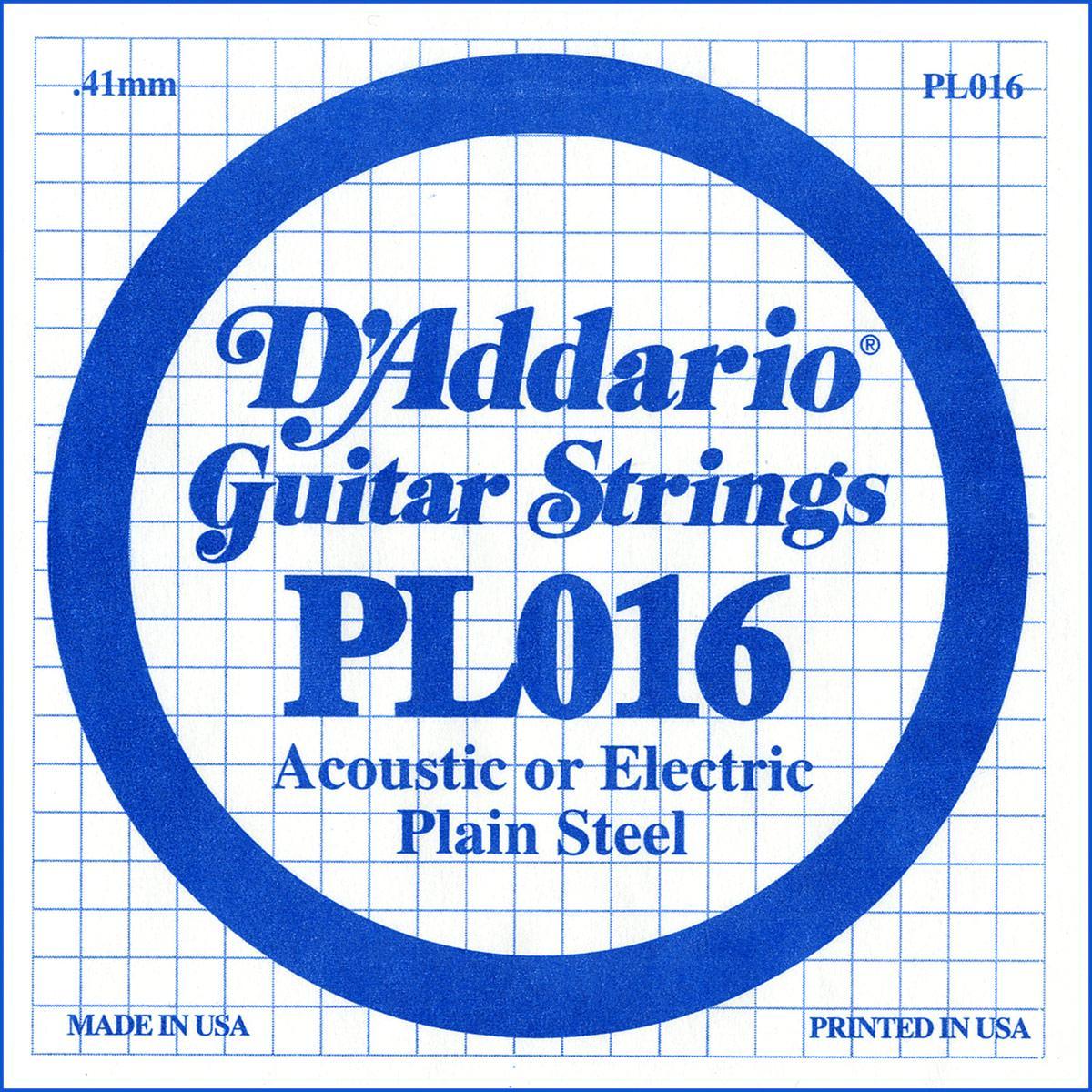 Electric guitar strings D'addario XL Nickel Single PL016 - String by unit