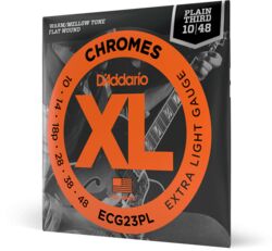 Electric guitar strings D'addario 10-48 Extra Light, Plain Third, XL Chromes Electric Guitar Strings - Set of strings