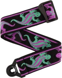 Guitar strap D'addario 50BALPW01 Auto Lock Vintage Planet Waves, Lizards Green/Purple