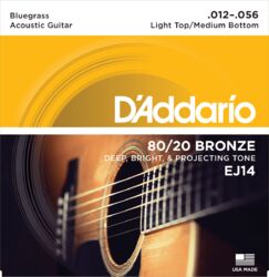Acoustic guitar strings D'addario 80/20 Bronze Bluegrass 12-56 - Set of strings