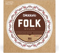 Nylon guitar strings D'addario EJ32 Folk Nylon (6) Silver Plated Wrap - Set of strings