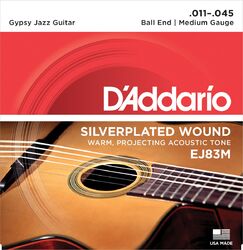 Nylon guitar strings D'addario EJ83M Acoustic Gipsy Jazz Medium Ball end 11-45