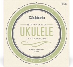 Ukulele strings D'addario EJ87S Ukulélé Soprano (4)  Pro-Arté Titanium 028-029 - Set of strings