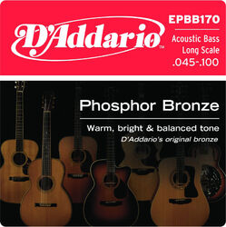 Acoustic bass strings D'addario EPBB170 Phosphor Bronze Acoustic Bass, Long Scale, 45-100 - Set of 4 strings